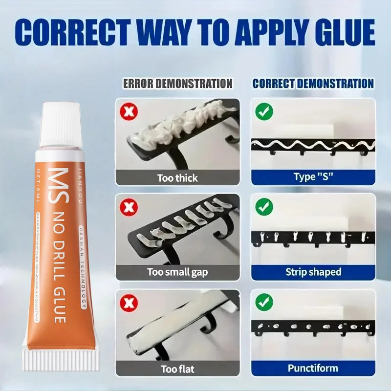 Transparent Heavy-Duty No-Nail Adhesive (with Mounting Pads) – Small Tube Precision Application, High-Strength Metal Bonding, Ba