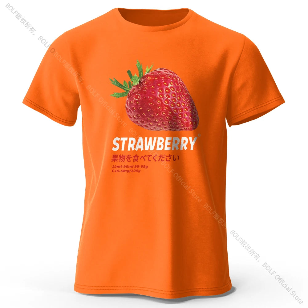 Strawberry Print T-shirt - Cute & Trendy Summer Top for Men Women, Soft & Comfortable Pure Cotton Tee