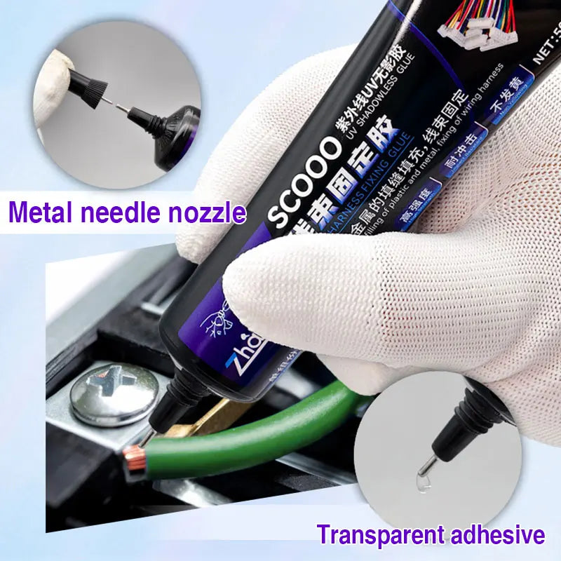UV Glue Wire Harness Fixing Adhesive 50ML With Needle Fix Circuit Board Terminal Mainboard Wire Electronic Component Super Glue