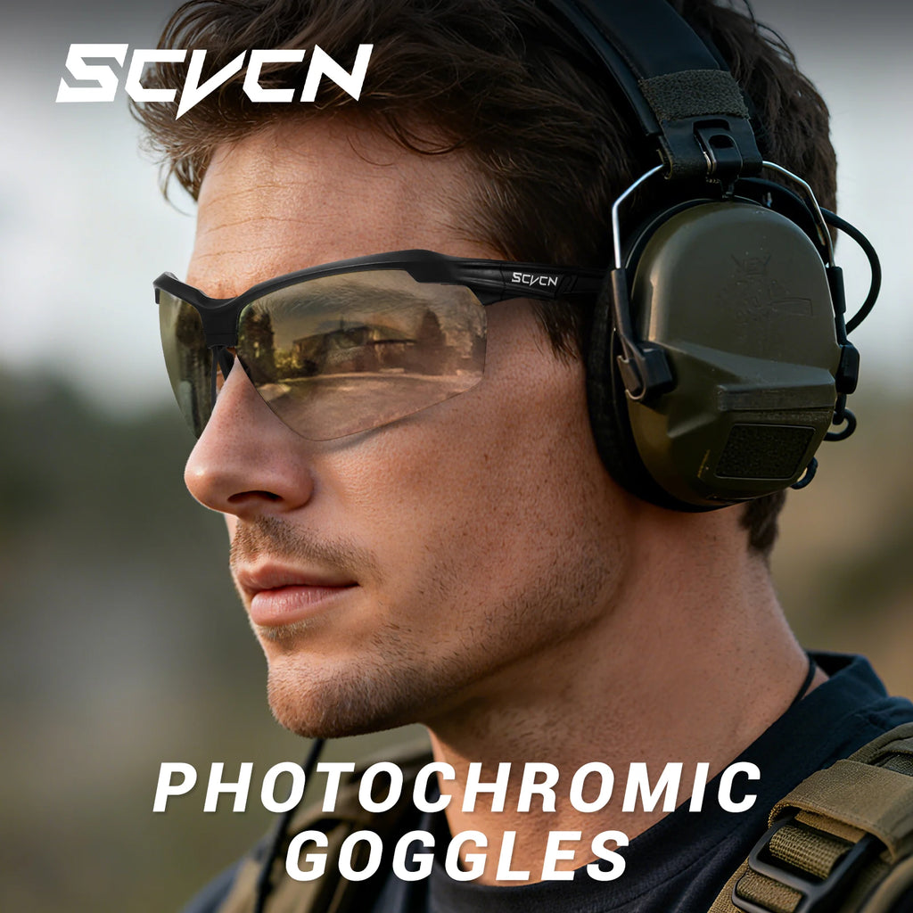 SCVCN Color Photochromic Cycling Glasses Explosion Proof Hunting CS War Game Eyewear Fashion Outdoor Airsoft Shooting Glasses