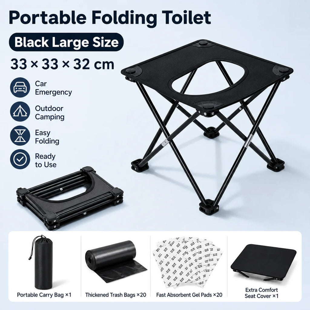 Portable Folding Car Toilet Outdoor Camping Travel Emergency Toilet Lightweight Foldable Seat for Adults Elderly Hiking Fishing