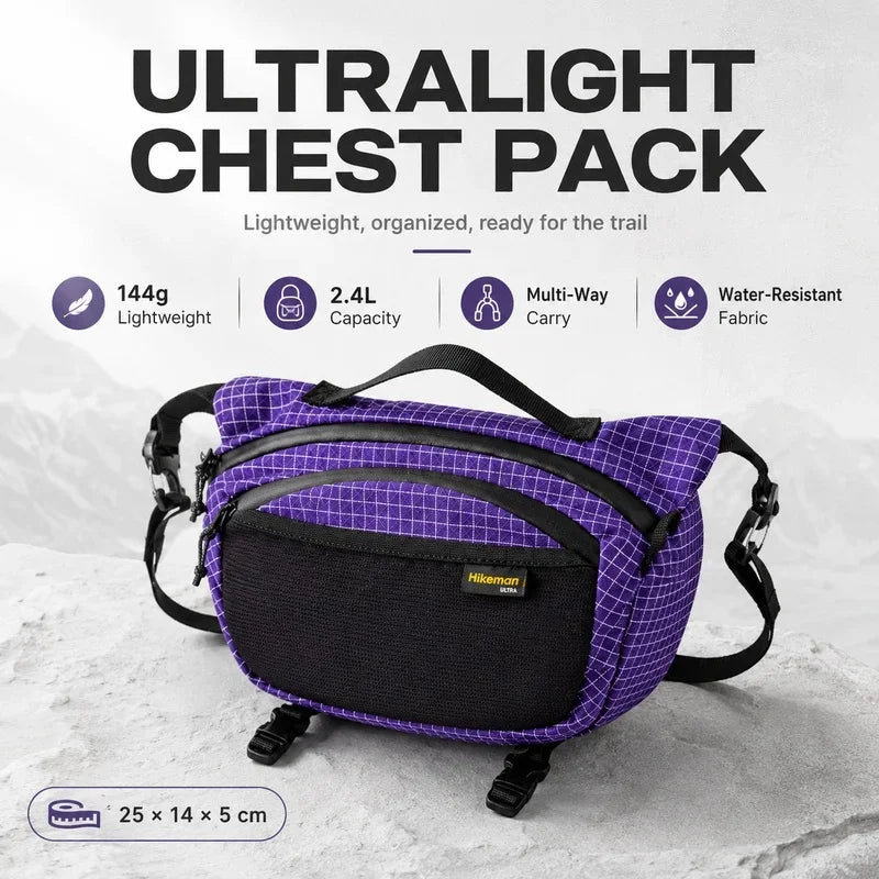 Ultralight Chest Pack UHMWPE Water‑Resistant Crossbody Bag Multi‑Pocket Sling Bag For Hiking Cycling Camping Travel Daily Use