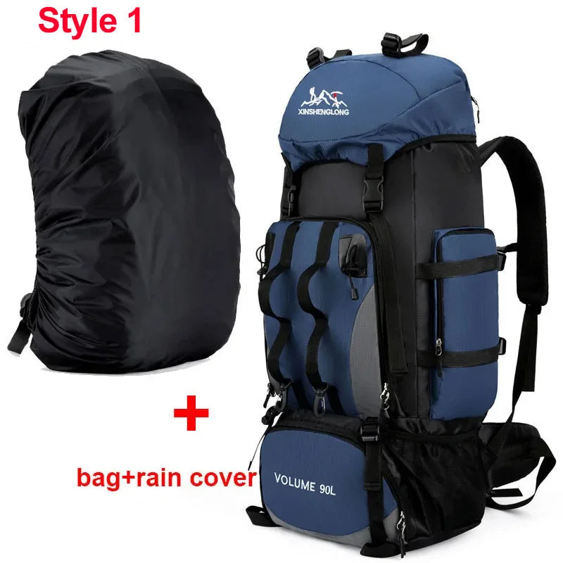 90L Waterproof Hiking Camping Backpack Trekking Bag Rucksack Large Capacity Travel Outdoor Sports Bags Camping Equipment Men