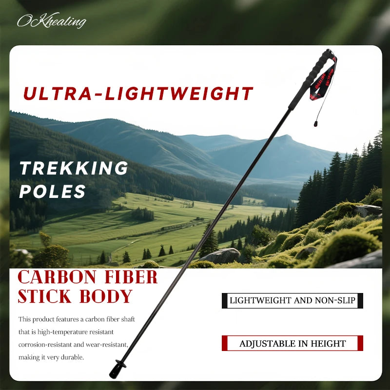 110g Ultra Light Weight Trekking Poles Foldable Hiking Sticks Carbon Fiber Hiking Poles Walking Sticks Trekking Walking Poles