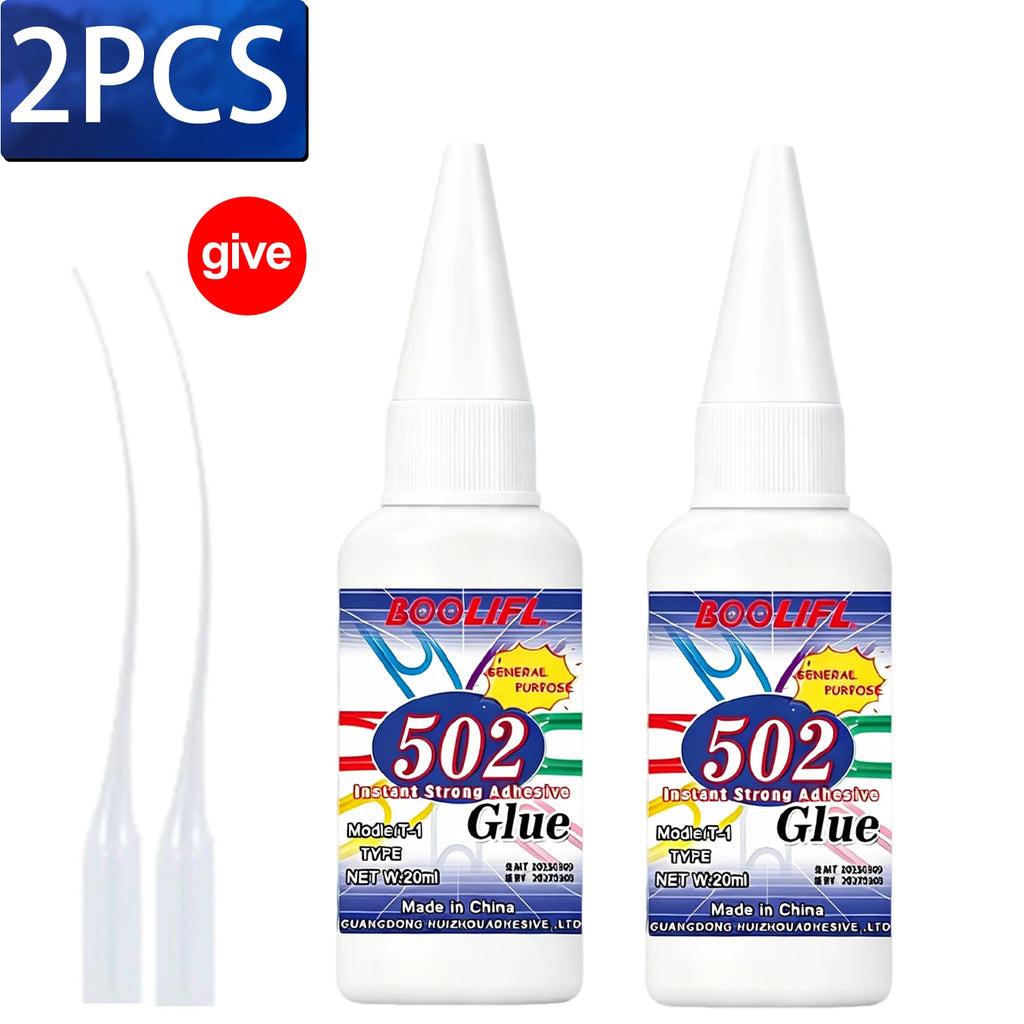 LOOLIFL 502 Super Glue Instant Quick-drying Cyanoacrylate Adhesive Leather Rubber Glass Wood Metal Strong Bond Liquid Glue Tool