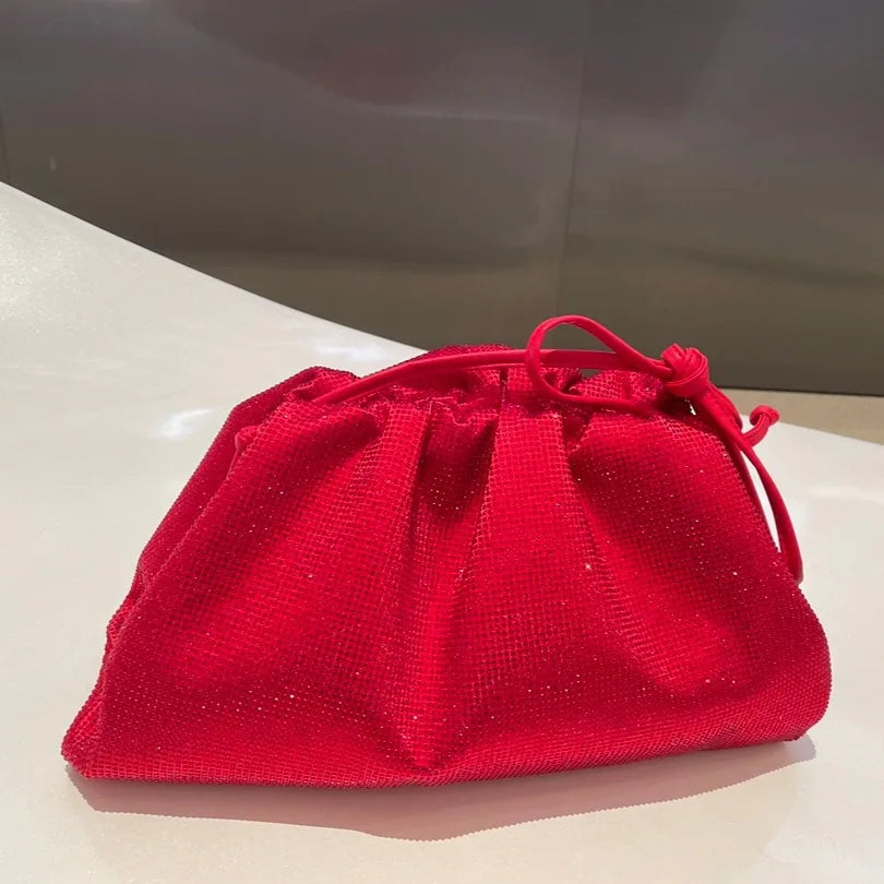 Luxury Designer Glitter Rhinestone Diamond Cloud Bag Evening Bag Wedding Party Clutch Purse Women Handbag Shoulder Messenger Bag
