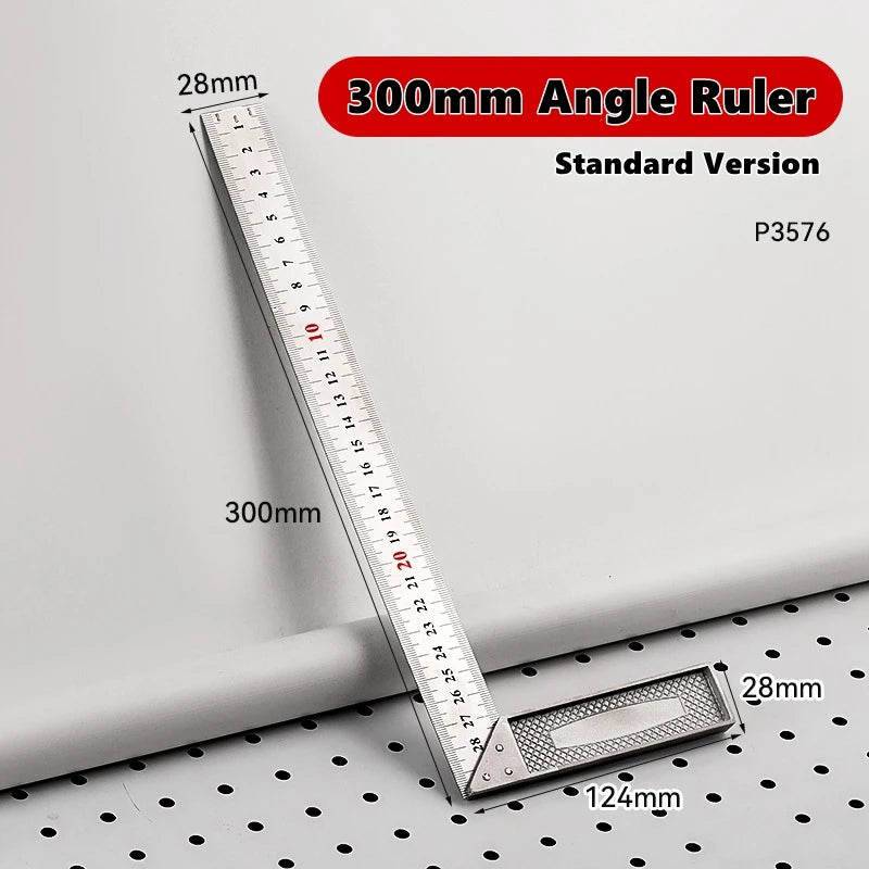 300/500mm Aluminum Alloy Square Ruler Right Angle 90° Turning Ruler Woodworking Ruler Steel Turning Ruler Measuring Tools Gauge