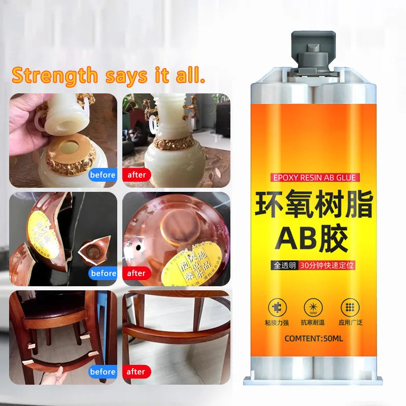 Epoxy Resin AB Glue Quick-drying Instant Adhesive for Leather Rubber Wood Metal Repair Strong Bond Sealant Liquid Adhesive
