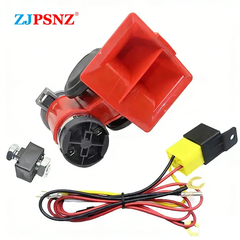 12V 24V Electric Air Horn Dual Tone Horn Kits Waterproof With Compact Horn For Car Auto Motorcycle 132db Super Loud Honking Horn