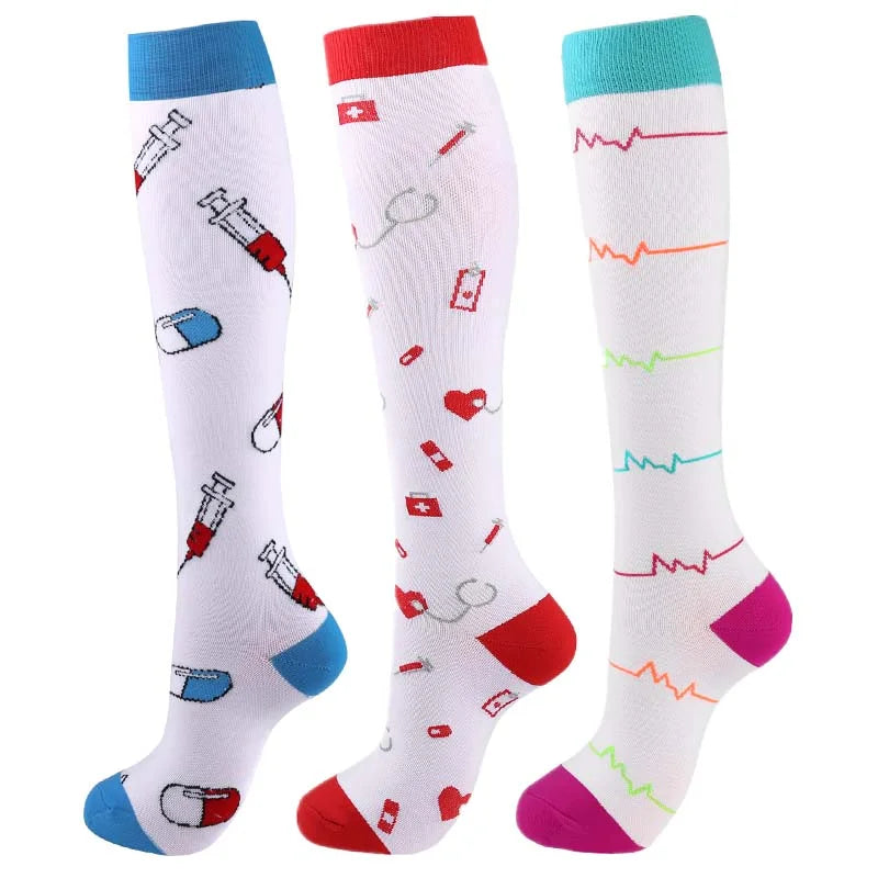 Unisex Compression Socks for Men and Women Medical Diabetes Varicose Veins Sports Socks for Running Cycling Travel Flight Yoga