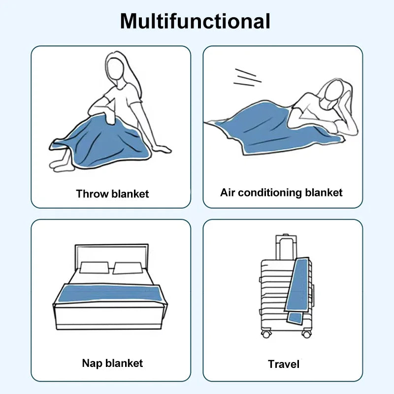 Luxury Flannel Travel Blanket for Airplane Lightweight Office Nap Soft Blanket Non-shedding and Colorfast Multi-purpose Blankets