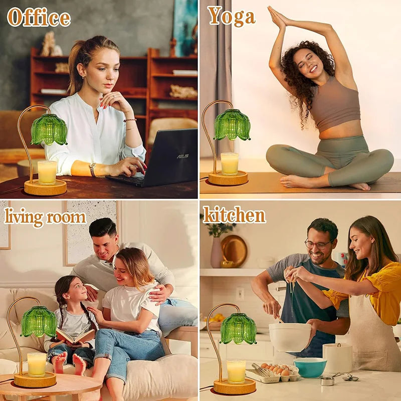 Nordic Glass Candle Warmer Lamp Bedroom Atmosphere Warmer Lamp Retro Lamp Candle Tray Night Light desk Decor Home Decoration  ﻿