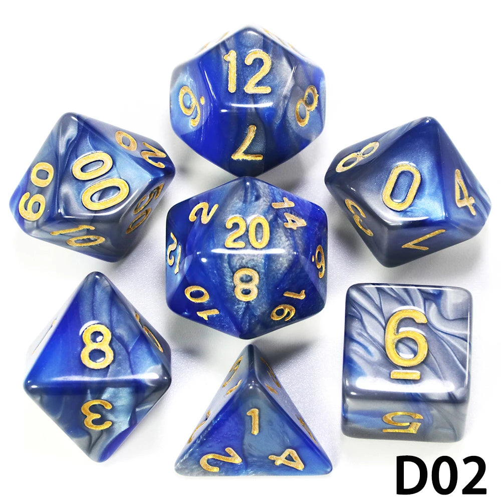 Polyhedral Dice TRPG DNDGame Games 7Pcs/Set D4 D6 D8 D10 D12 D20 Multi Sides for Board Game