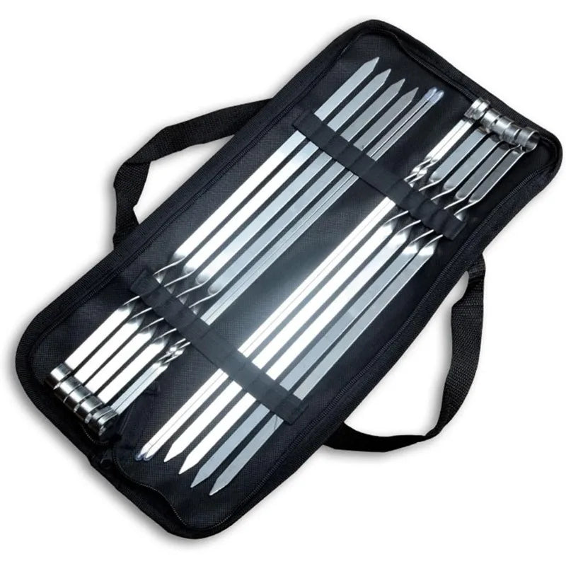 Stainless Set of 12  Steel Grilling Skewers Barbecue Skewers Meat Skewers Suitable for Grills Outdoor Cooking and Picnics Tool