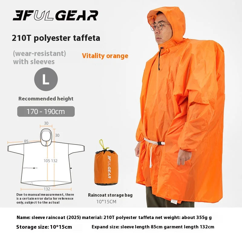 3F UL GEAR Sleeve Raincoat Outdoor Ultralight 15D/20D/220T Nylon Rain Jacket Waterproof Cycling Hiking Jackets Poncho Raincoat