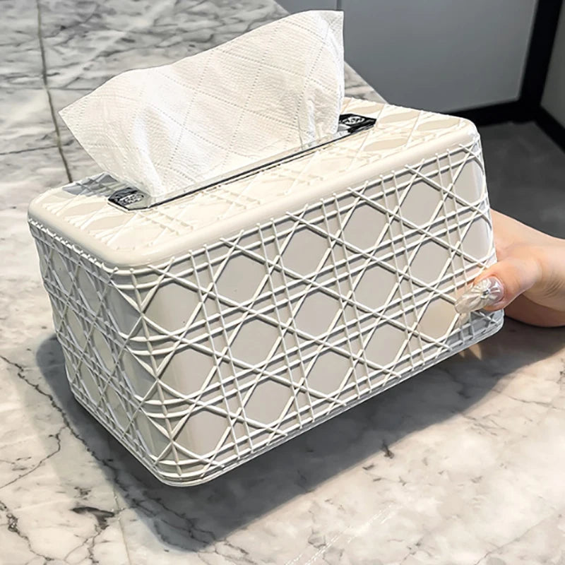 New Rattan Pattern Tissue Box Living Room Paper Box Desktop Tissue Box Car Tissue Box Toilet Tissue Box