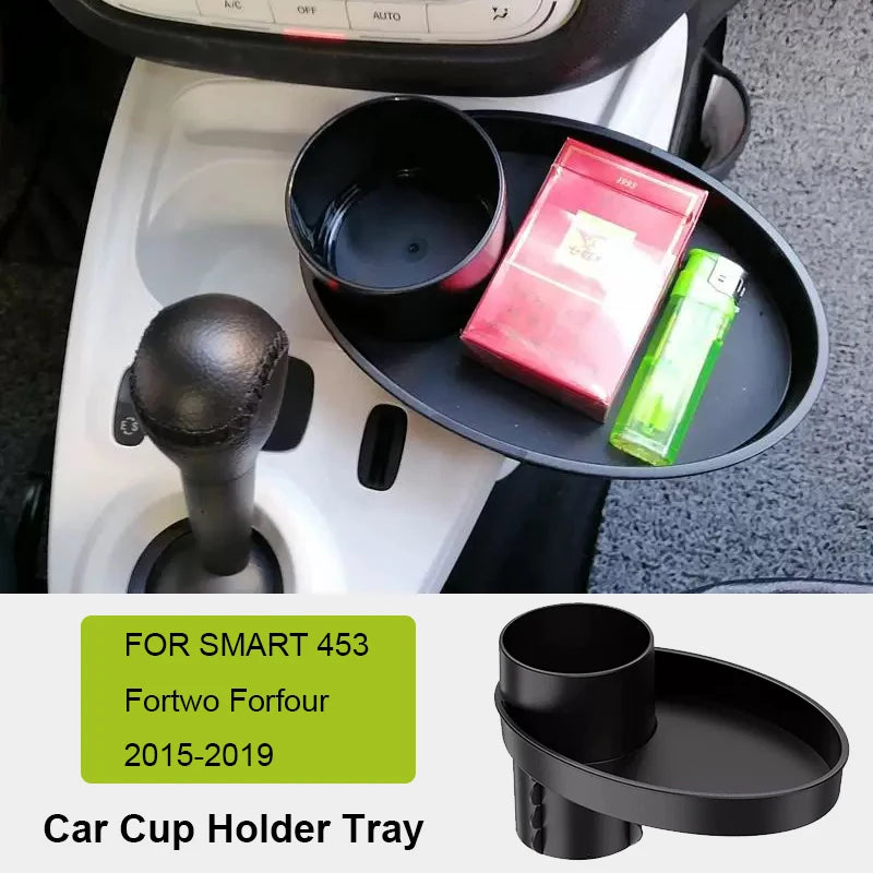 For Benz Smart 453 Fortwo Forfour 2015-2019 Car Cup Holder Tray Organized Table Food Car Tray Portable Adjustable Drink Stand