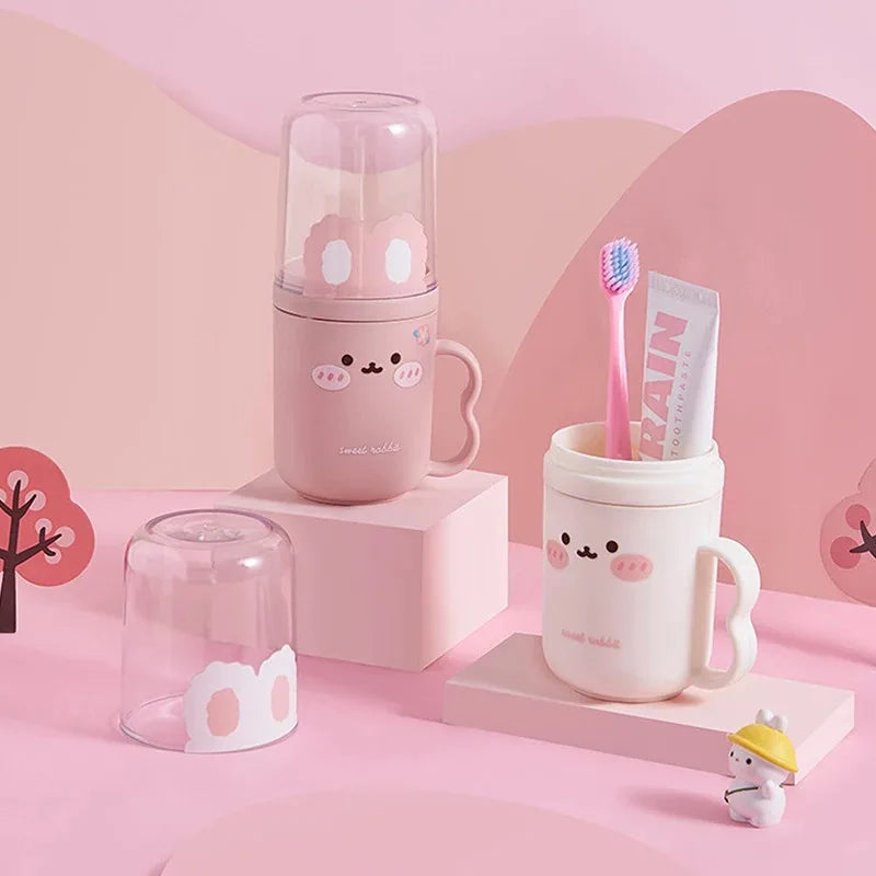 Household & Travel Children's Dental Care Set Cartoon Toothbrush Storage Box with Built-In Mouthwash Cup Portable Style