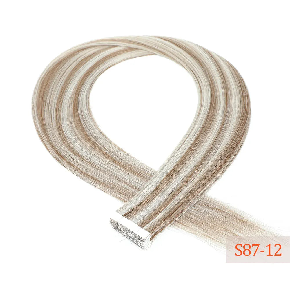 26" Straight Tape In Hair Extensions 20pcs 50 Grams Heat Resistant Fiber Colored Tape In Hair Double Sided Adhesives Hair