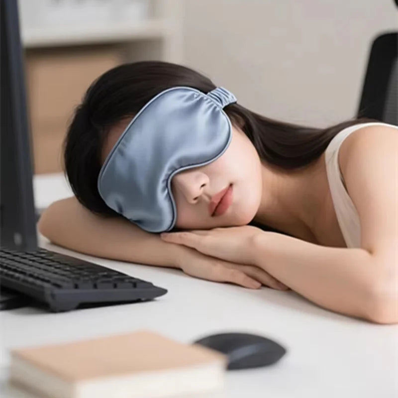 Double-Sided Soft Silk Sleeping Eyeshade Light Blocking Breathable Strap Adjustable Zero Eye Pressure Sleep Eye Mask for Home