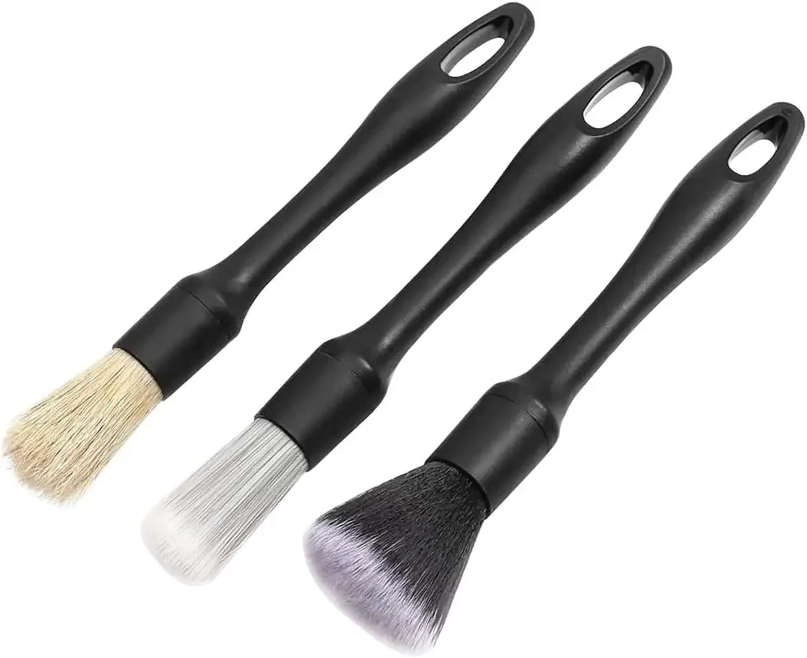 3/4 PCS Car Detailing Brush Set for Cleaning Exterior Boars Bristle Detailing Brushes Car Interior Cleaning Kit