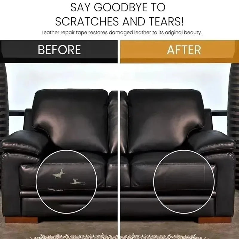 Black Leather Repair Patche Tape Self Adhesive Leather Patches Sofas Couch Seat Cuttable Refinisher High Viscosity Fix Stickers