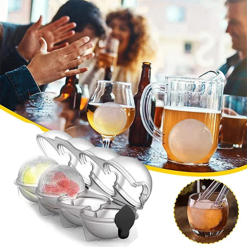 4-Hole Ice Cube Makers Round Ice Hockey Mold Whisky Cocktail Vodka Ball Ice Mould Bar Party Kitchen Accessories IceBall Mould