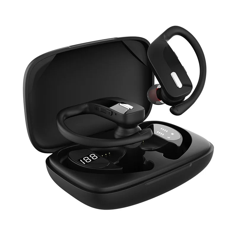 INMAS Wireless Headset T16 Bluetooth EarHook Handsfree Headphones LED Digital Display Earphones Waterproof Sports Gaming Earbuds