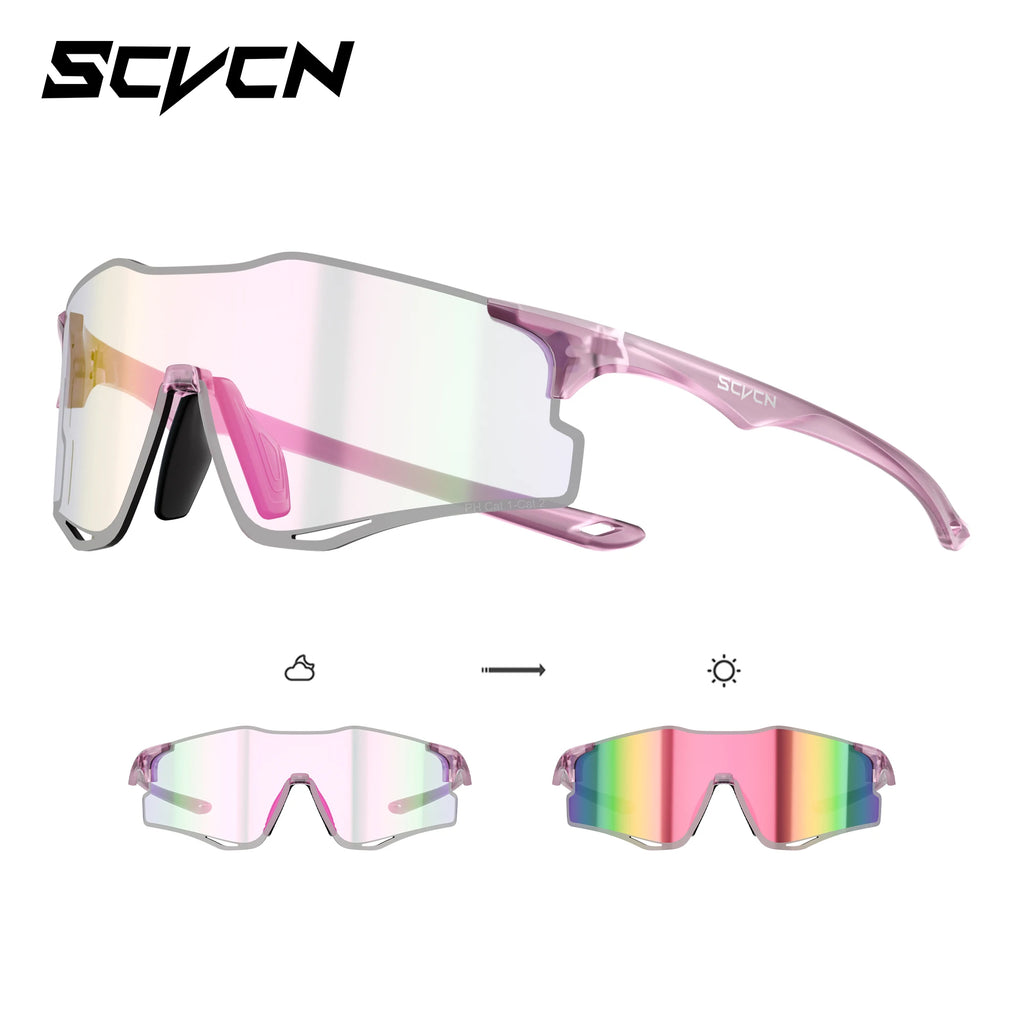 SCVCN Outdoor Photochromic Running Sunglasses Men Women Marathon Ultralight Glasses Sports Cycling Bicycle UV400 Hiking Eyewear