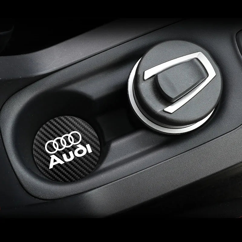 Car Coaster Cup Holder Carbon Fiber Pattern Non-Slip Mat For Audi Sline A4 A3 A6 TT S4 S5 S6 A1 A2 A5 A7 A8 Q1 Q2 Q3 Q4 Q5 Q6 Q7