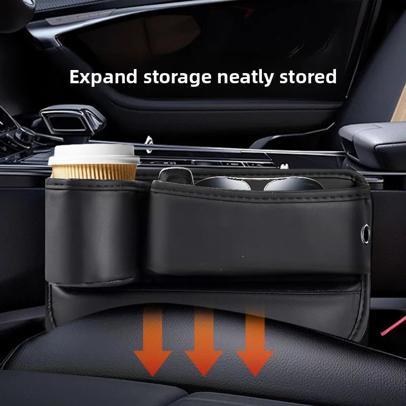 For Chevrolet Equinox GMT172 Camaro Spark 2010~2017 Car Interior Seat Gap Storage Box With Cup Holder Organizer Case Accessories