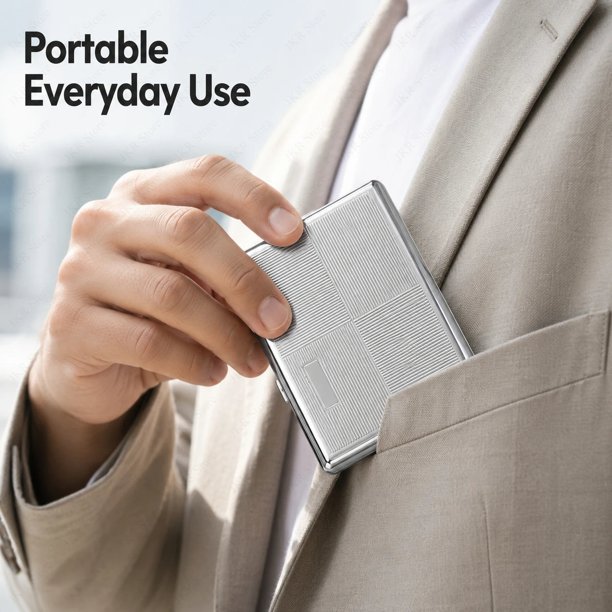 Portable Stainless Steel Cigarette Case Metal Embossed Holder Pocket Storage Box for Smoking Accessories Daily Use