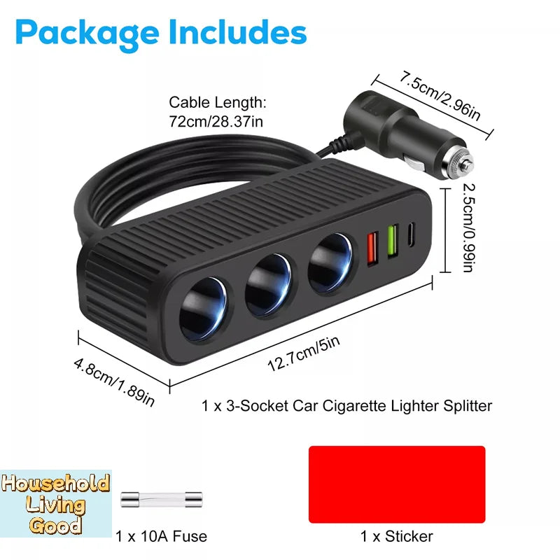 【Car Charger For Phones 120W Plug And Play Charger Splitter Overcharge Protection Charger Adapter PD QC3.0 Car Charger】