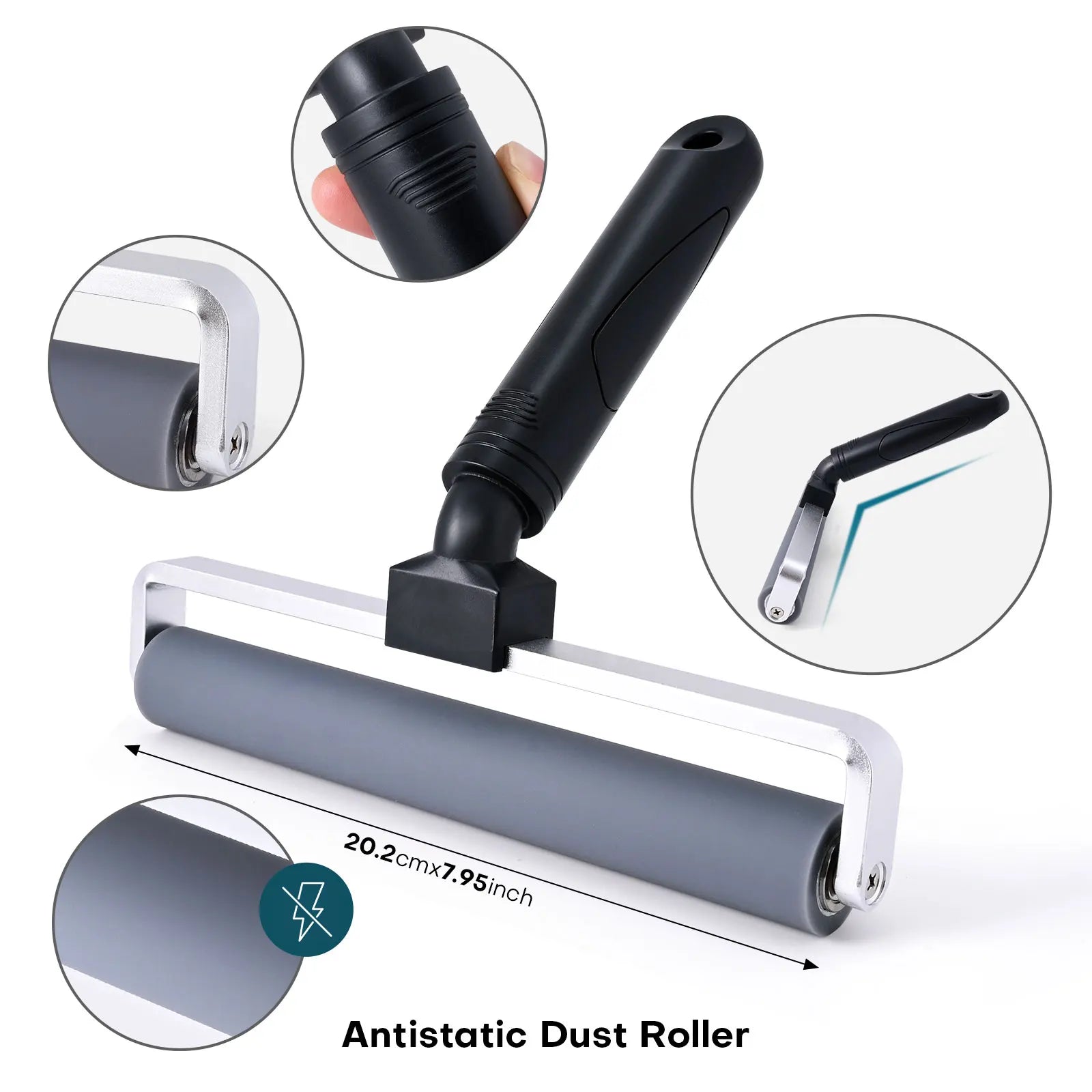 EHDIS Multi-Purpose Silicone Roller Dusting Removal Tool Set Anti-Static Rolling Squeegee With Lint Cleaning Sticky Pad & Holder