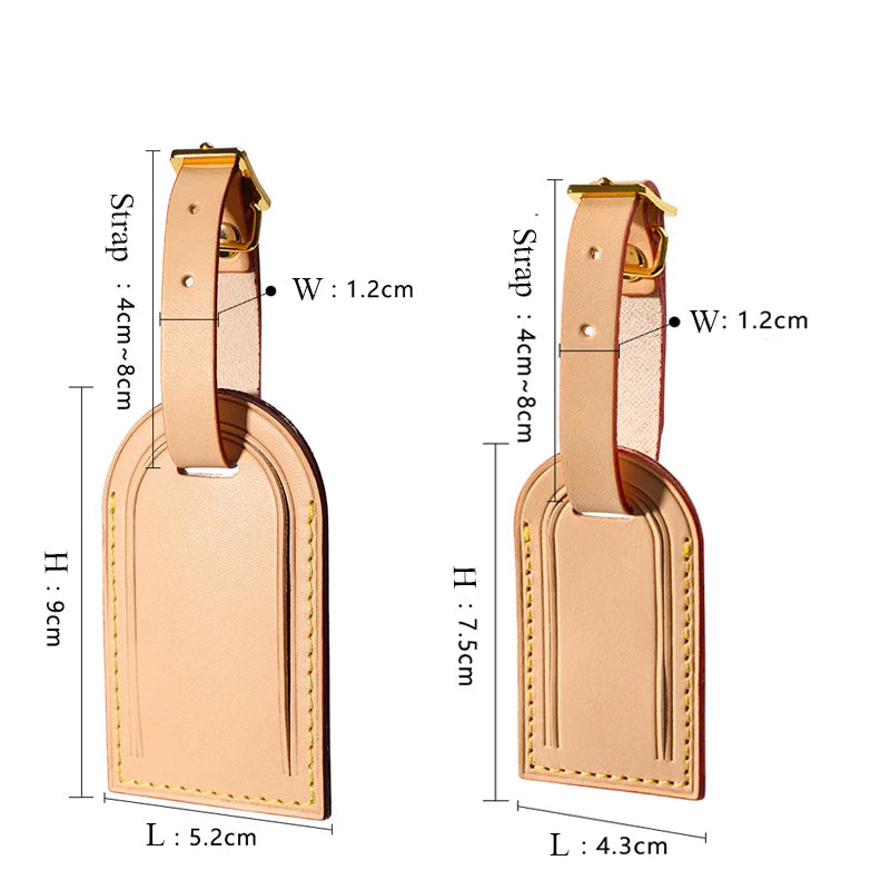 Free Monogrammed Vegetable Tanned Leather Luggage Tag Aircraft Cow Leather Boarding Travel Badge Tag Trolley Case Leather Badge