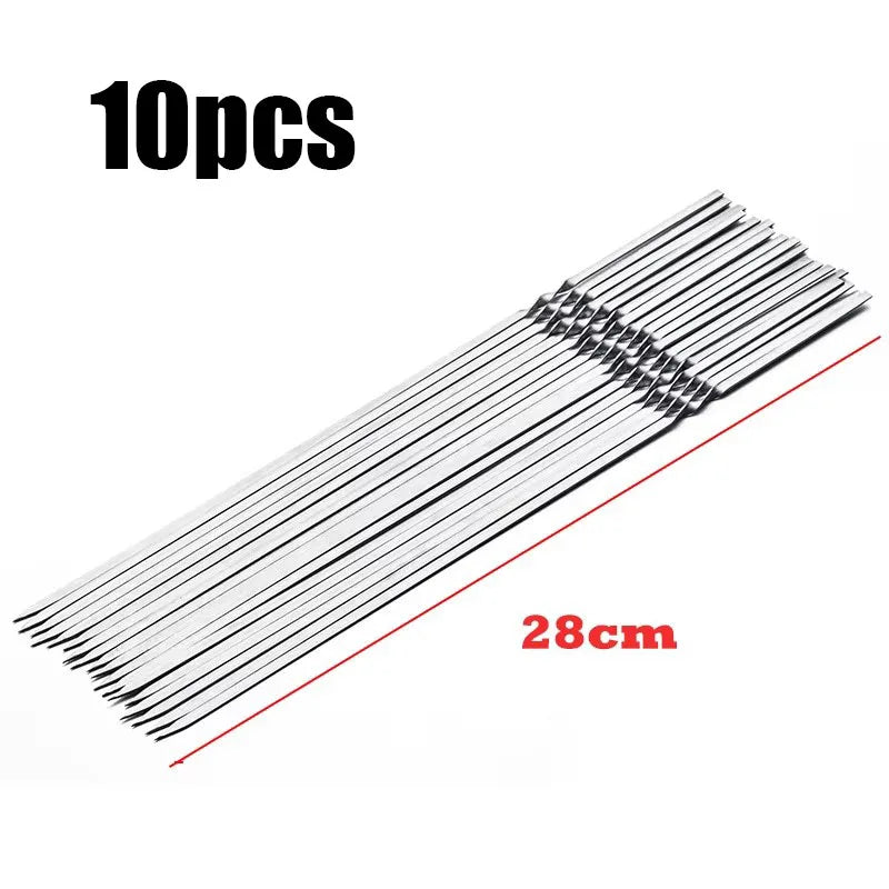 5/10/15/20Pcs Stainless Steel Barbecue Skewers, Reusable BBQ Kebab Skewers for Outdoor Camping, Picnic Tools, Cooking Tools