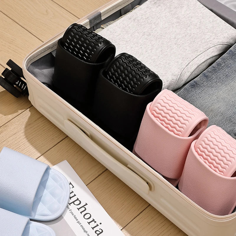 New Portable Folding Slippers Women Bath Shoes Anti-Slip Travel Couple Lightweight Detachable Home Slippers Summer Flat Sandals