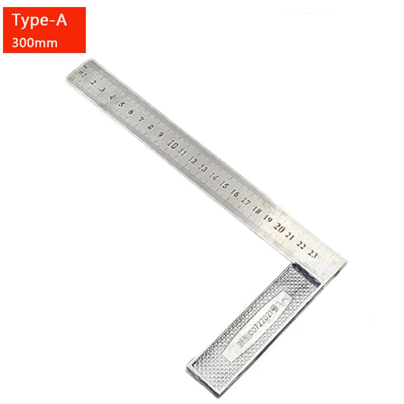 200/250/300mm Aluminum Square Ruler Right Angle 90 Degree Turning Rule Woodworking Measuring Tool Angle Square Carpenter Ruler