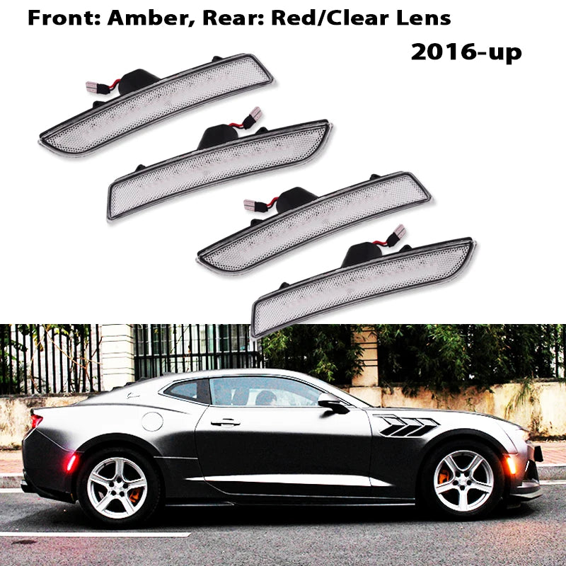 iJDM Amber/Red Front/Rear bumper Full LED Side Marker Light Kit For Chevy Camaro,Replace OEM Turn SignalLights/Driving Lights