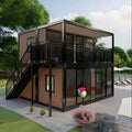 2-Story Detachable Steel Flat-pack Container House with Breathable Design for Warehouse Office Hotel Use