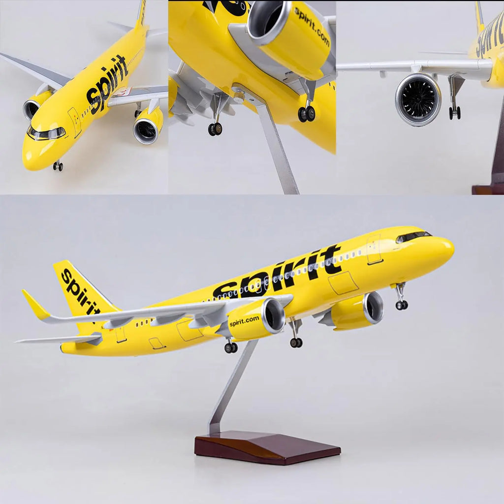 47cm Airplane Toy Model Spirit Airlines A320 NEO Aviation Enthusiast Gift Resin Toy Aircraft With Wheels & Led Light Collection