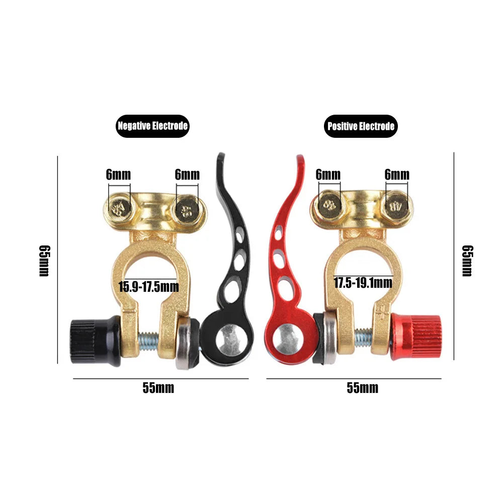 1 Pair Quick Release Terminal Connectors Copper Clip 12V/24V Car Battery Terminals Top Post Wire Cable Clamp Screw Auto Parts