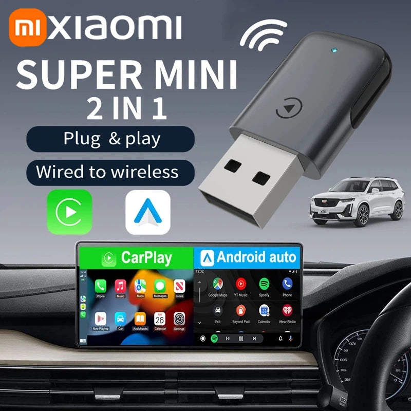 Wireless CarPlay Adapter 2 in 1 Wired to Wireless Dongle For Apple&Android Auto Plug and Play Universal Car Accessory