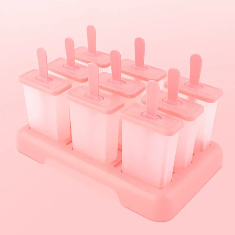 9 Grid Ice Cream Popsicle Mold DIY Ice Cream Machine Homemade Ice Box with Plastic Stick Ice-lolly Mold Ice Tray Kitchen Gadgets