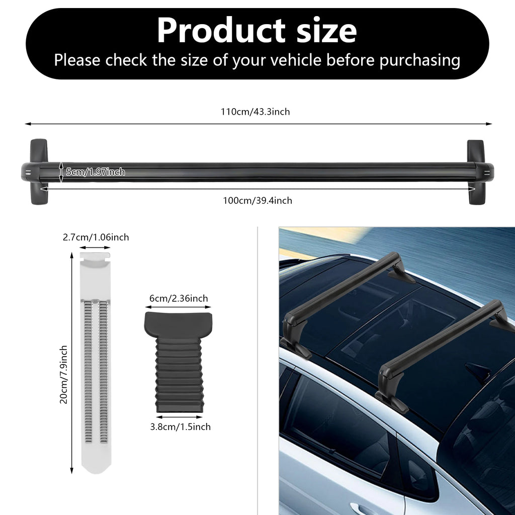 2Pcs Car Top Luggage Rack Car Roof Lockable Luggage Cross Bars Carrier 1m Aluminum Roof Racks Universal Use for 4 or 5 Door Cars