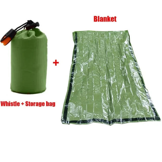 2 Person Emergency Shelter Survival Tent Kit Mylar Tube Tent Sleeping Bag Waterproof Outdoor SOS Thermal Blanket Reusable