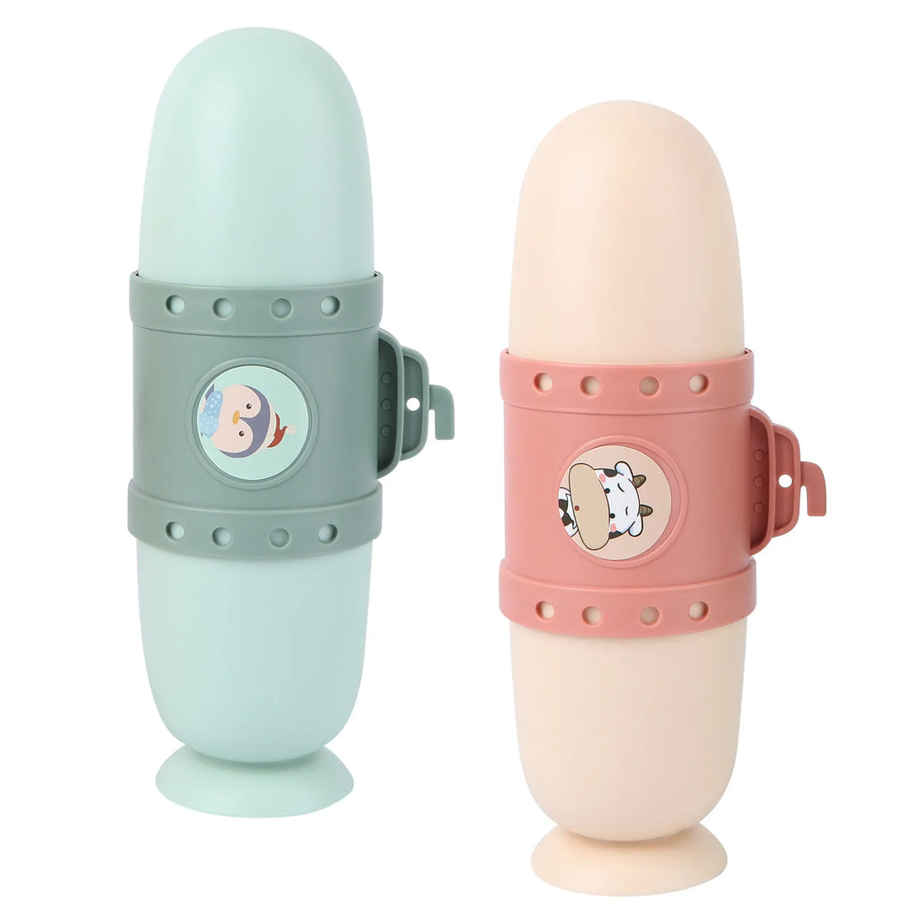 2Pcs Submarine Tooth-Brushing Container Well Organized Durable Plastic for Bathroom Tidiness and Travel Convenience