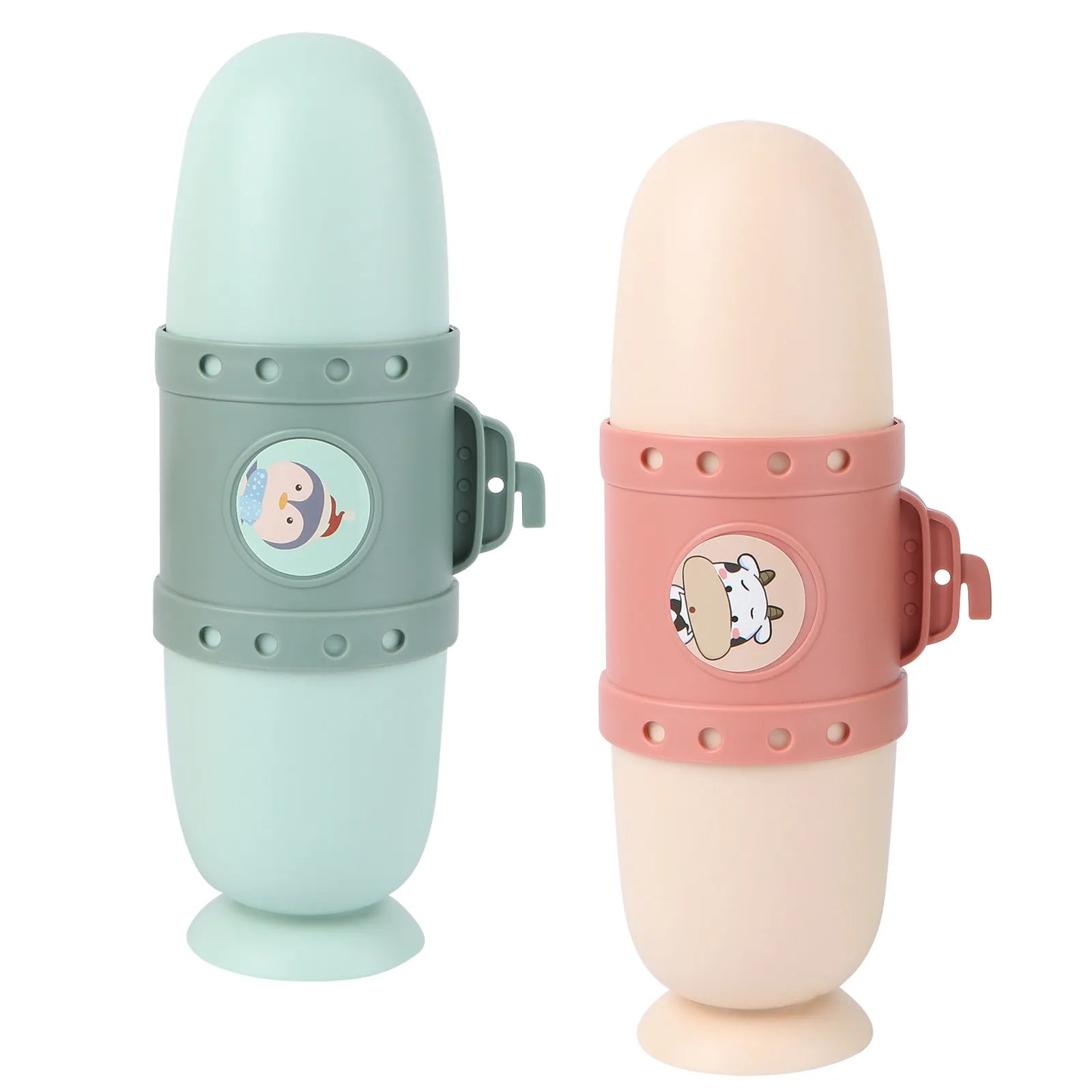 2Pcs Submarine Tooth-Brushing Container Well Organized Durable Plastic for Bathroom Tidiness and Travel Convenience