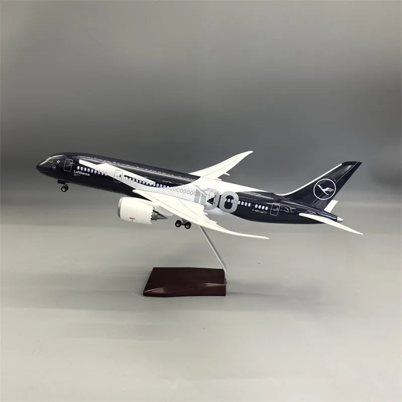 1:130 Scale Lufthansa B787 Airways 100th Anniversary Commemoration Airplane Model Aircraft With LED Collection Display Gifts