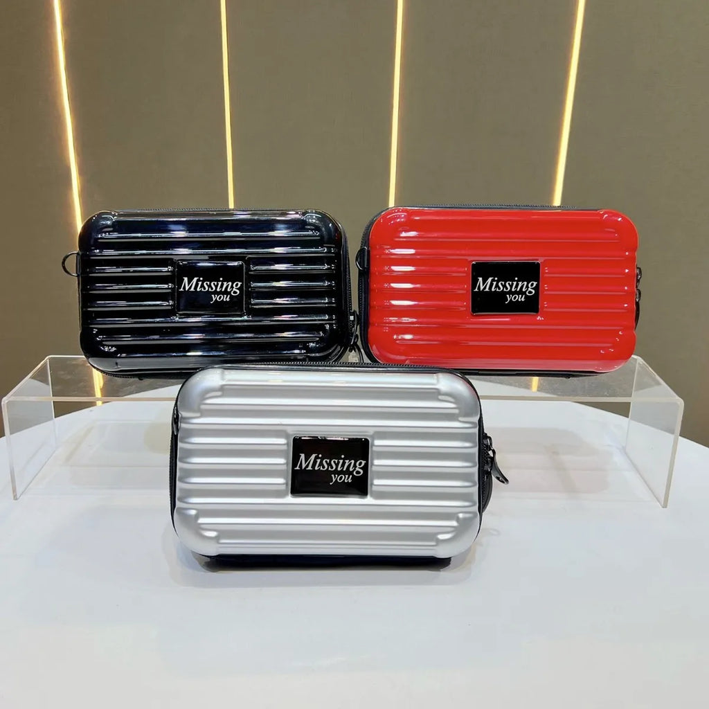 Mini Suitcase Shape Bag Fashion Luggage Bag Handbag Shoulder Bag Waterproof Bag Hard Shell Box Suitcase Purse Clutch Bag